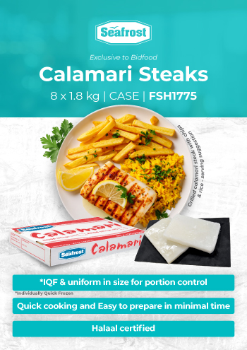 Calamari Steaks, Quick Cooking and Easy to Prepare - Halaal Certified - Exclusive to Bidfood Private Label