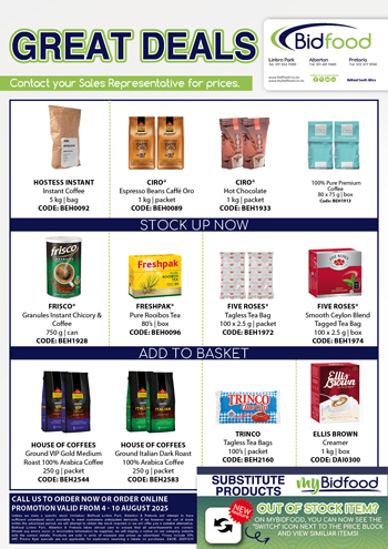 View our Great Deals and don't forget to Stock up now