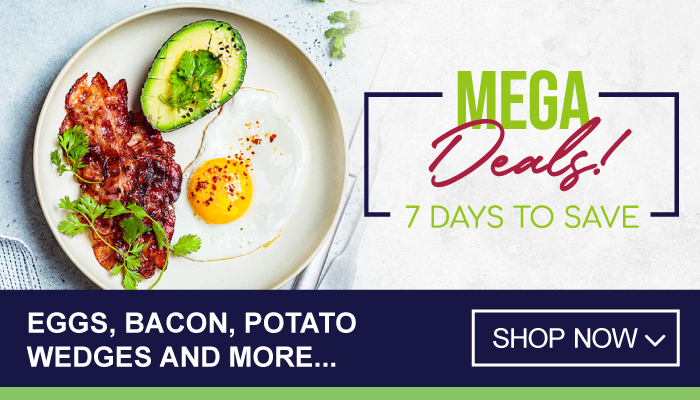 7 Days of Mega Deals on Eggs, Bacon, Potato Wedges and more - visit MyBidFood to shop now