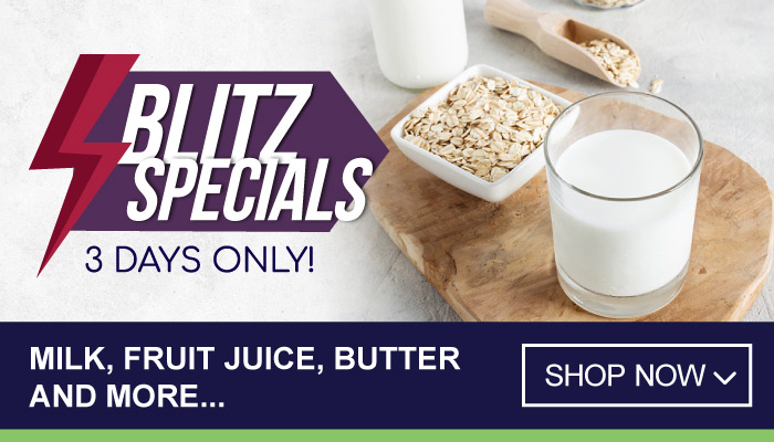 3 Day Blitz Special on Milk, Fruit Juice, Butter and more - visit MyBidFood to shop now