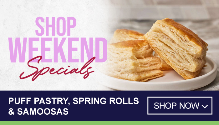 Weekend Specials on Puff Pastry, Spring Rolls & Samoosas - click to shop online on MyBidFood