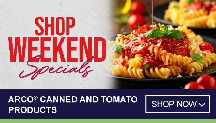 Weekend only Specials on Arco canned and tomato products - Visit MyBidfood
