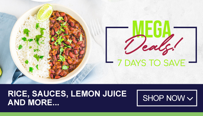 7 Days of Mega Deal Savings on Rice, Sauces, Lemon Juice and more - visit MyBidfood to shop now