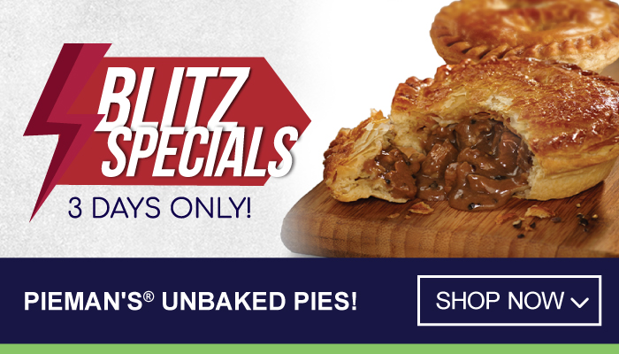 Blitz Special - 3 Days Only on Pieman's Unbaked Pies - visit MyBidfood