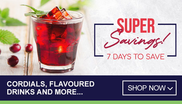 7 Days of Super Savings on Cordials, Flavoured Drinks and more - visit MyBidfood to shop now