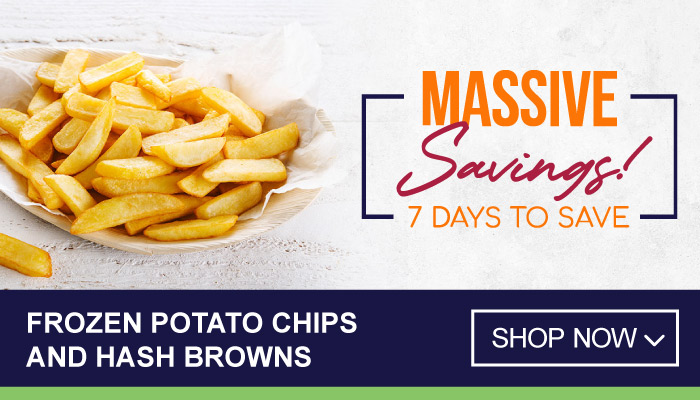 7 Days of Massive Savings on Frozen Potato Chips and Hash Browns - visit MyBidfood to shop now