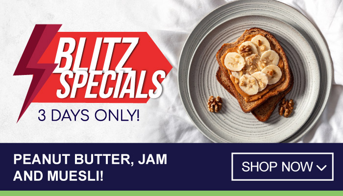 Blizt Specails Offer - 3 Days Only on Peanut Butter, Jam and Muesli! - visit MyBidfood