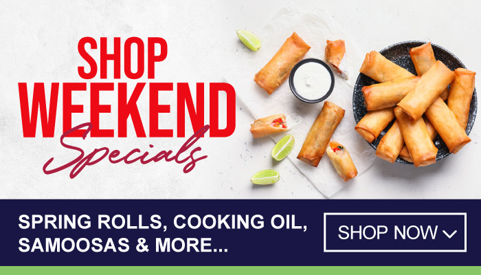 Weekend only Specials on Spring Rolls, Cooking Oil, Samoosas and more - Visit MyBidfood