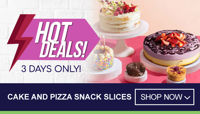 Hot Deals - 3 Days Only on Cake and Pizza Snack Slices - visit MyBidfood