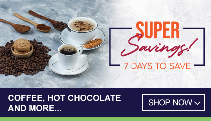 7 Days of Super Savings on Coffee, Hot Chocolate and more - visit MyBidfood to shop now