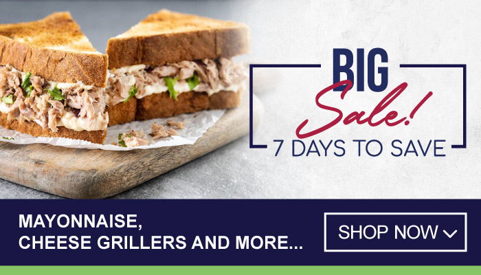 7 Days of Big Sales on Mayonnaise, Cheese Grillers and more - visit MyBidfood to shop now