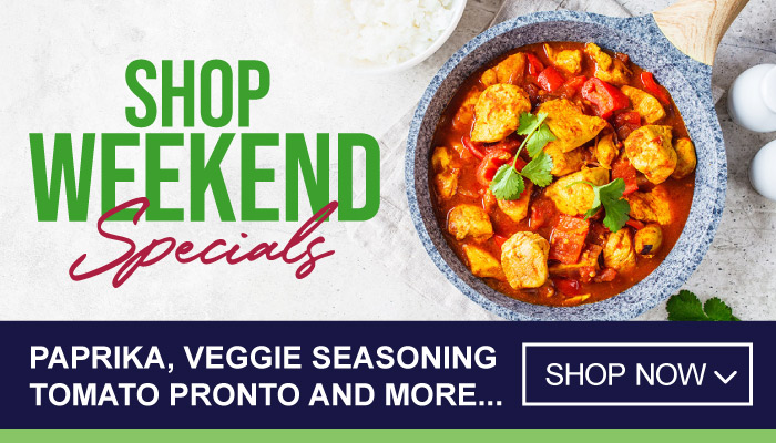 Weekend only Specials on Paprika, Veggie Seasoning, Tomato Pronto and more - Visit MyBidfood