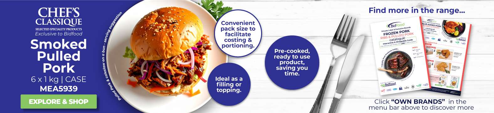 Smoked Pulled Pork - Pre-cooked, Ready to Use, Convenient pack Size, Ideal as a Filling or Topping