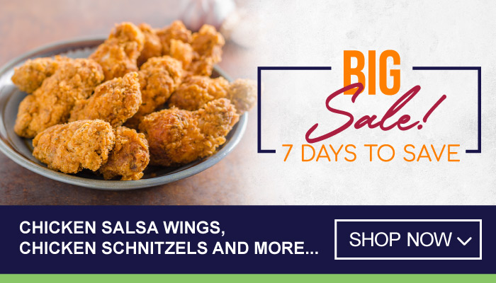 7 Days Big Sale on Chicken Salsa Wings, Chicken Schnitzels and more - visit MyBidfood to shop now