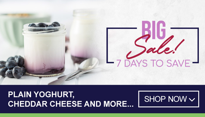 7 Days of Big Sales on Plain Yoghurt, Cheddar Cheese and more - visit MyBidfood to shop now