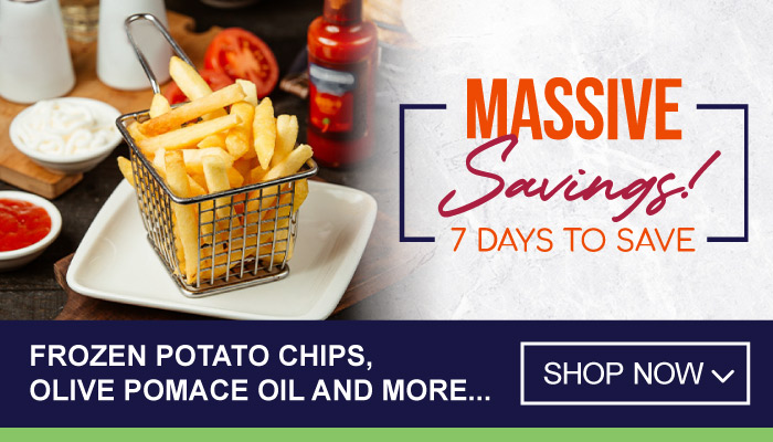 7 Days Massive Savings on Frozen Potato Chips, Olive Pomace Oil and more - visit MyBidfood to shop now