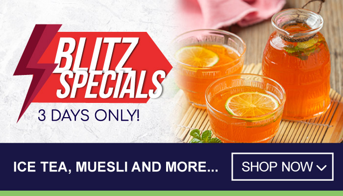 Blitz Specials - 3 Days Only on Ice Tea, Muesli and more - visit MyBidfood