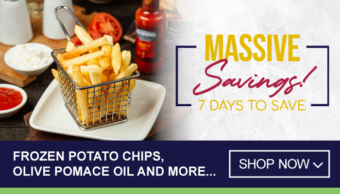 7 Days Massive Savings on Frozen Potato Chips, Olive Pomace Oil and more - visit MyBidfood to shop now