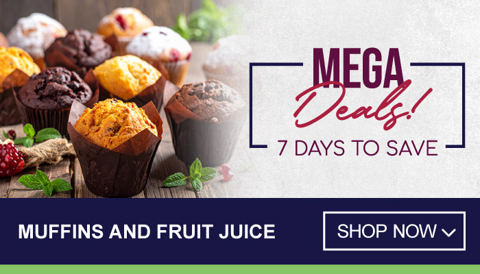 7 Days Mega Deals on Muffins and Fruit Juice - visit MyBidfood to shop now