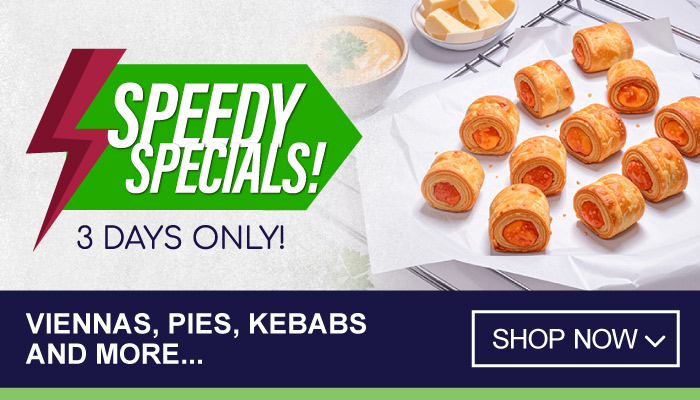 3 Days of Speedy Specials on Viennas, Pies, Kebabs and more – visit MyBidfood to shop now