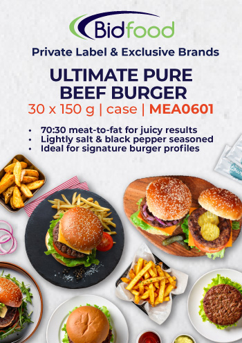 Ultimate Pure Beef Burger - 70:30 meat-to-fat for juicy results, ideal for signature burger profiles