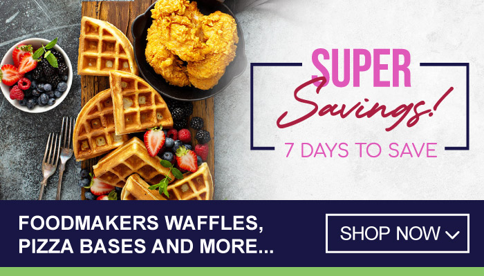 7 Days Super Savings on Foodmakers Waffles, Pizza Bases and more - visit MyBidfood to shop now