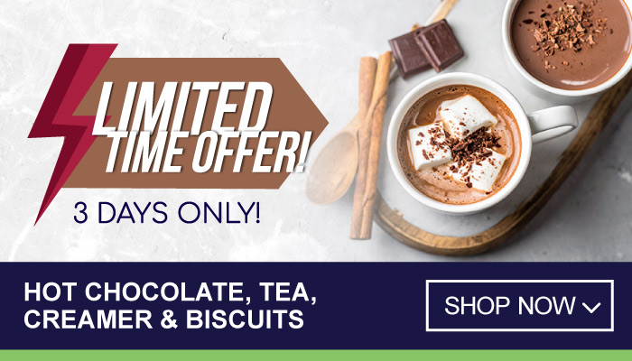 3 Days Limited Time Offer on Hot Chocolate, Tea, Creamer and Biscuits - visit MyBidfood to shop now