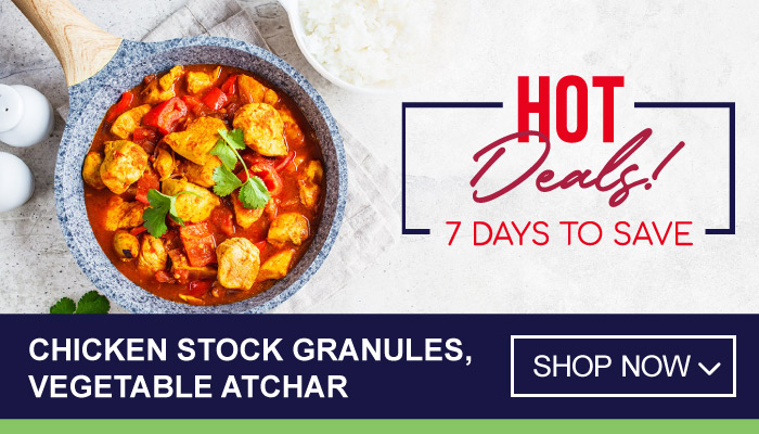 7 Days Super Savings on Chicken Stock Granules and Vegetable Atchar - visit MyBidfood to shop now