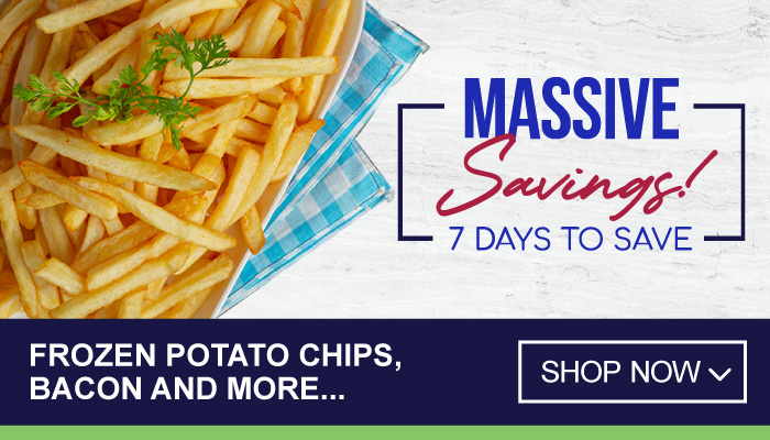 7 Days Massive Savings on Frozen Potato Chips, Bacon and more - visit MyBidfood to shop now