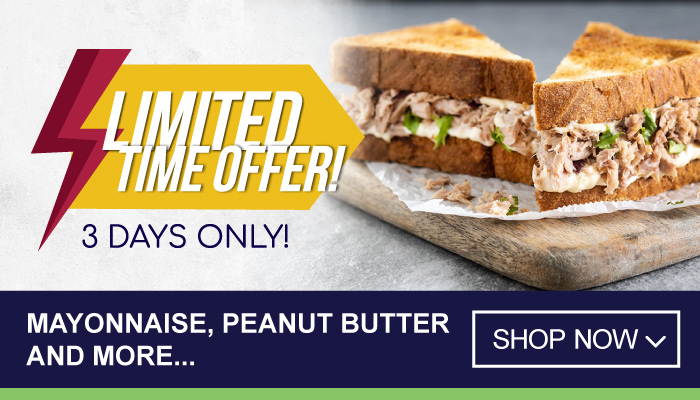 Limited time offer on mayonnaise, peanut butter and more - shop these 3-day deals now on MyBidfood