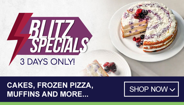 3 Days Blitz Specials on Cakes, Frozen Pizza, Muffins and more