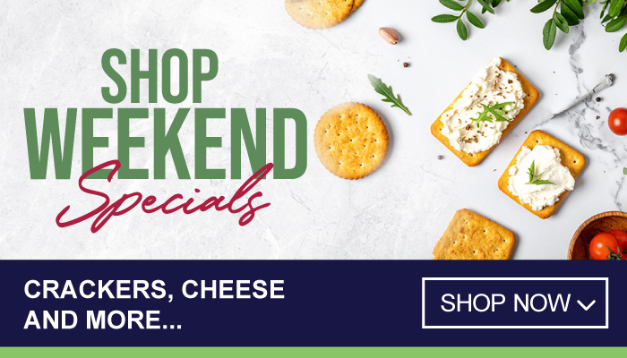 Weekend Specials on Crackers, Cheese and more - visit MyBidfood to shop now
