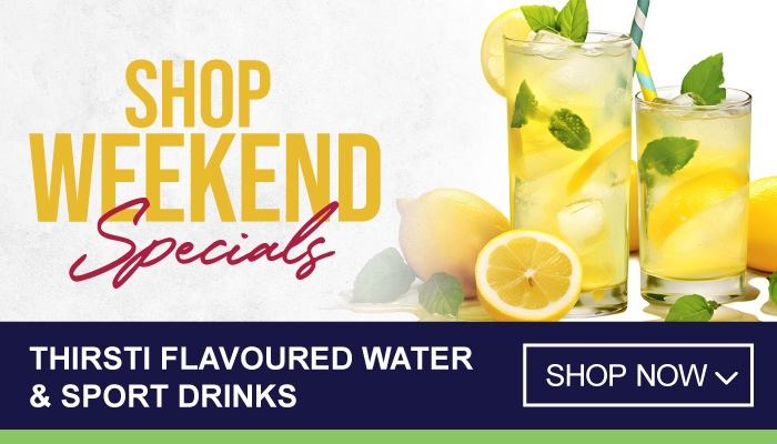Weekend Specials on Thirsti Flavoured Water and Sport Drinks - visit MyBidfood to shop now