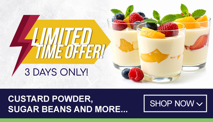3 Days Limited Time Offers on Custard Powder, Sugar Beans and more - visit MyBidfood to shop now