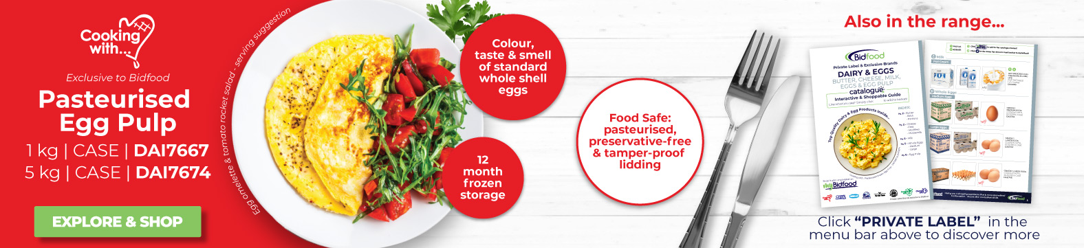 Pasteurised Egg Pulp, Colour, Taste & Smell of standardwhole shell eggs, 12 months frozen storage.