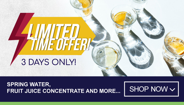 3 Days Limited Time Offer on Spring Water, Fruit Juice Concentrate and more - visit MyBidfood to shop now