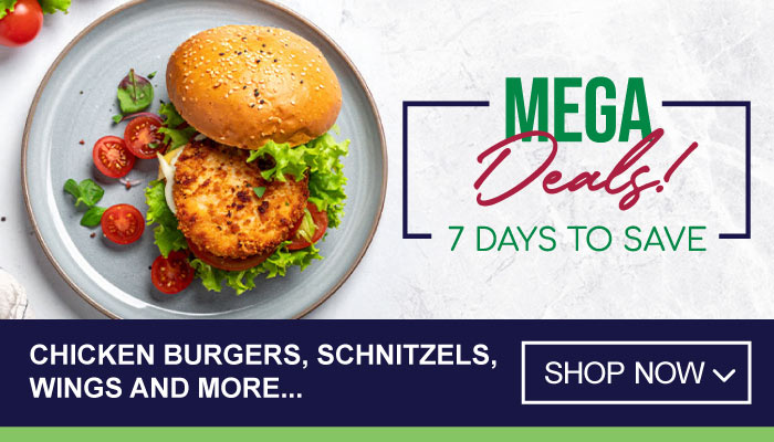 7 Days Mega Deals on Chicken Burgers, Schnitzels, Wings and more - visit MyBidfood to shop now