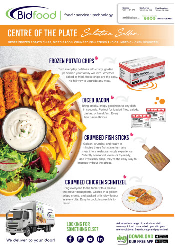 Centre of the Plate Solution Seller - Frozen Potato Chips, Diced Bacon, Crumbed Fish Sticks and Crumbed Chicken Schnitzel
