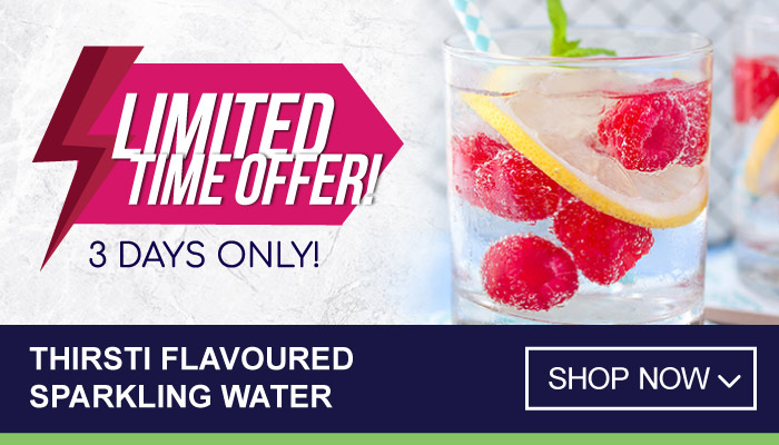 3 Days Limited Time Offer on Thirsti Flavoured Sparkling Water - Visit MyBidfood To Shop Now
