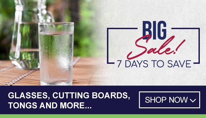 7 Days Big Sale on Glasses, Cutting Boards, Tongs and more - Visit MyBidfood To Shop Now