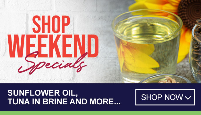 Weekend Specials on Sunflower Oil, Tuna In Brine and more - visit MyBidfood to shop now