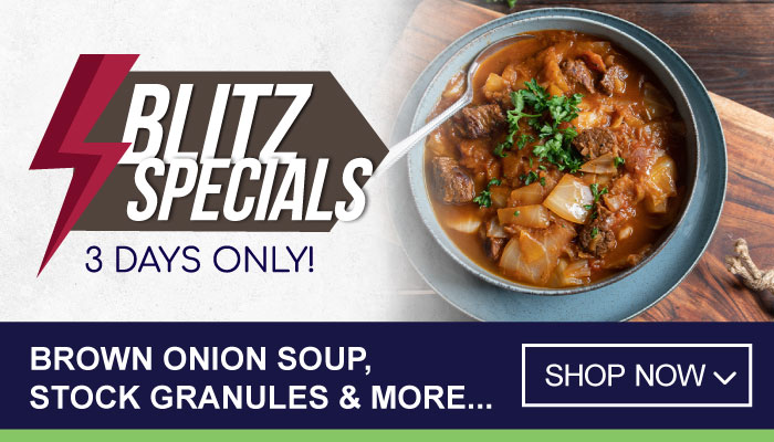 3 Days Blitz Specials on Brown Onion Soup, Stock Granules and more - visit MyBidfood to shop now