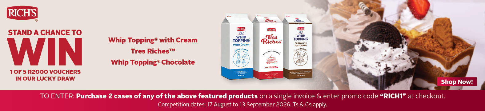 Rich'sStand a Chance to Win 1 of 5 R2000 Vouchers in Our Lucky Draw