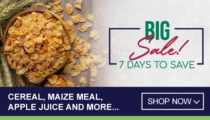7 Days Big Sale on Cereal, Maize Meal, Apple Juice and More - visit MyBidfood to shop now