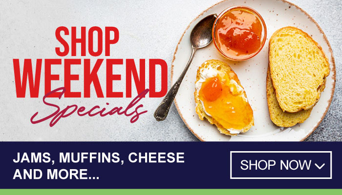 Weekend Specials on Jams, Muffins, Cheese and more - visit MyBidfood to shop now