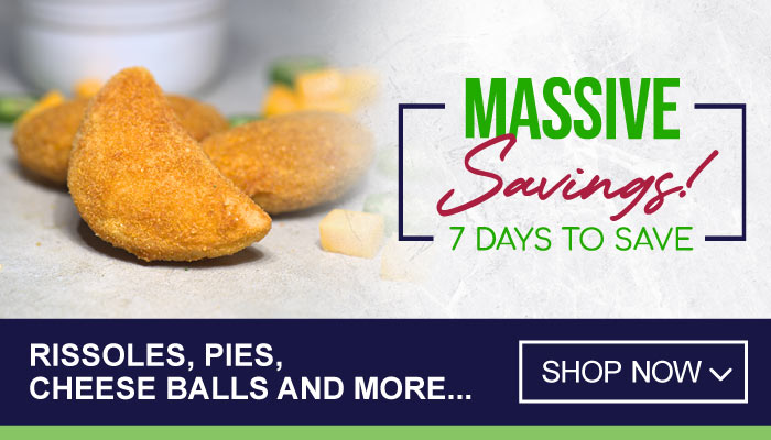 7 Days Massive Savings on Rissoles, Pies, Cheese Balls and more - visit MyBidfood to shop now