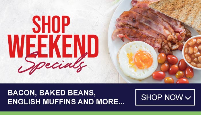 Weekend Specials on Bacon, Baked Beans, English Muffins and more - visit MyBidfood to shop now