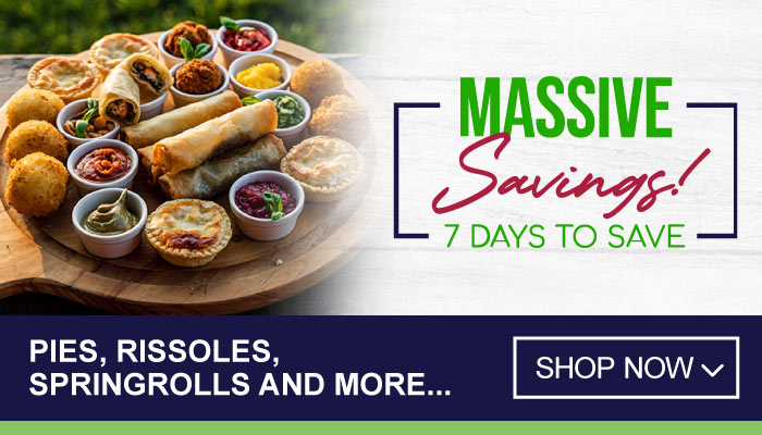 7 Days Massive Savings on Pies, Rissoles, Springrolls and more - visit MyBidfood to shop now