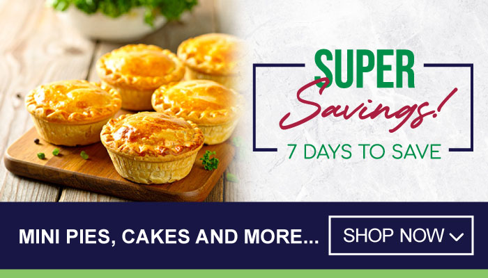 7 Days Super Savings on Mini Pies, Cakes and more - visit MyBidfood to shop now