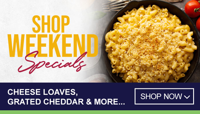 Weekend Specials on Cheese Loaves, Grated Cheddar and more - visit MyBidfood to shop now